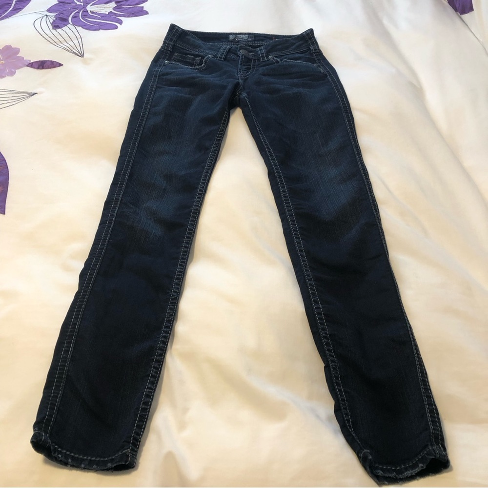 Silver Suki Mid Skinny 27/31 Dark Wash Indigo - Picture 11 of 15